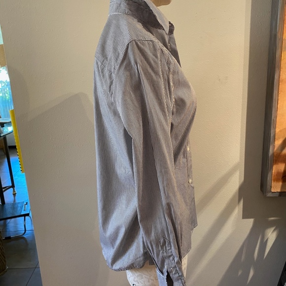 Otto Kern Grey and White Stripe Blouse Size 2 - Picture 6 of 10